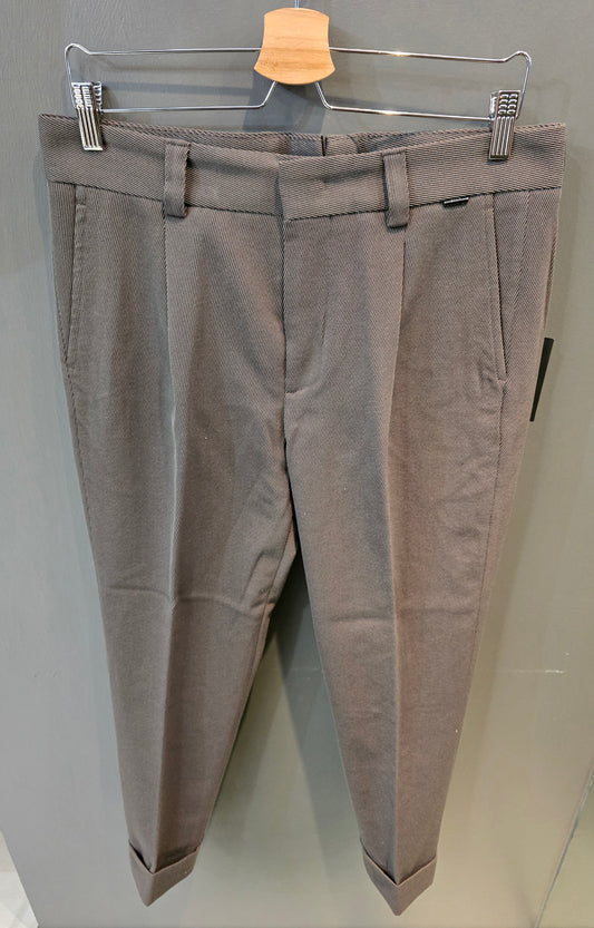 Pantalone Cotone Operato Taglio Sartoriale Moro