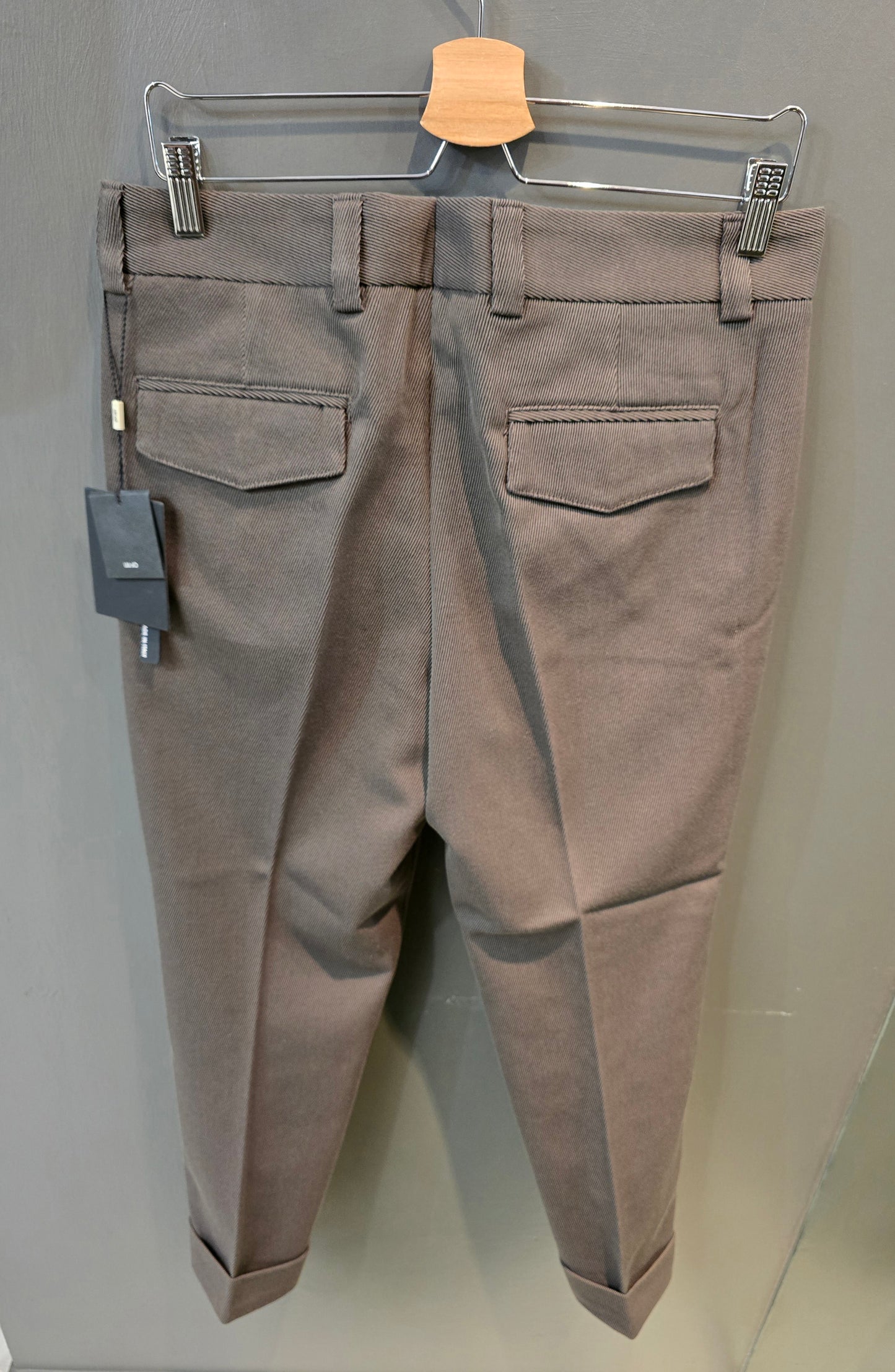 Pantalone Cotone Operato Taglio Sartoriale Moro