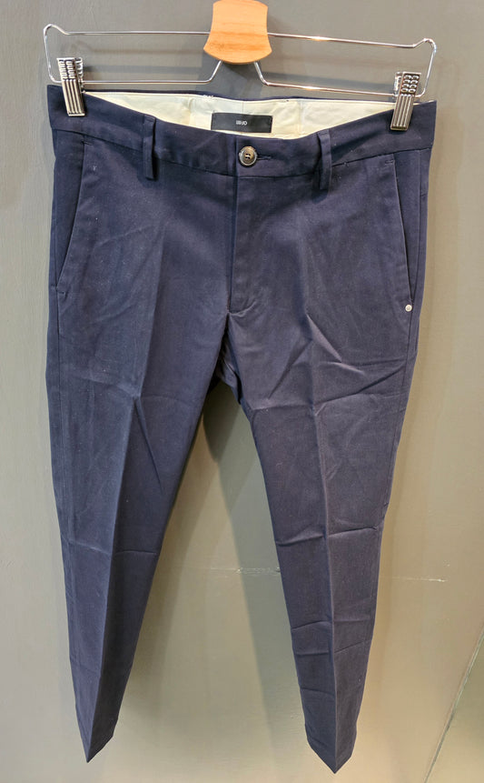 Pantalone Chinos Canvas Cotone Blu Tasche Bottoni Taglia 42