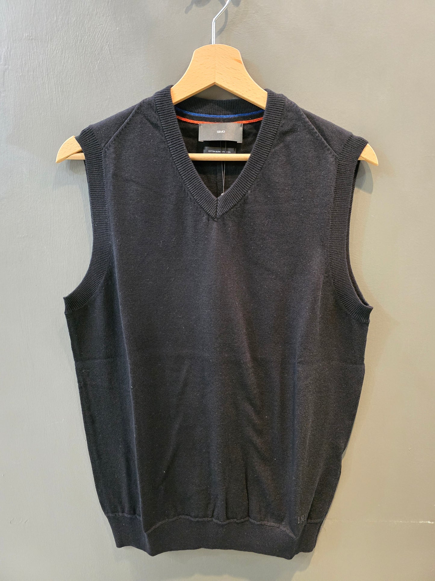 Gilet Maglia Cotone Lana Scollo V Nero