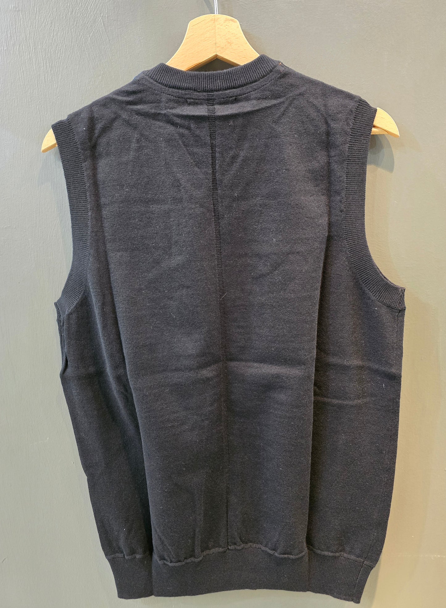 Gilet Maglia Cotone Lana Scollo V Nero