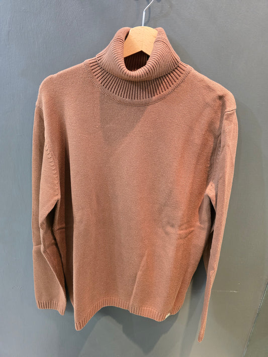 Maglia Dolcevita Media Pesantezza Biscotto Marrone Beige