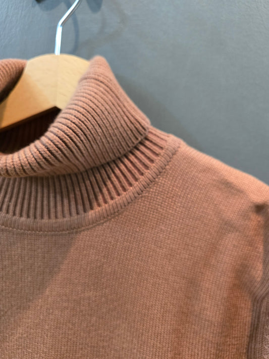 Maglia Dolcevita Media Pesantezza Biscotto Marrone Beige