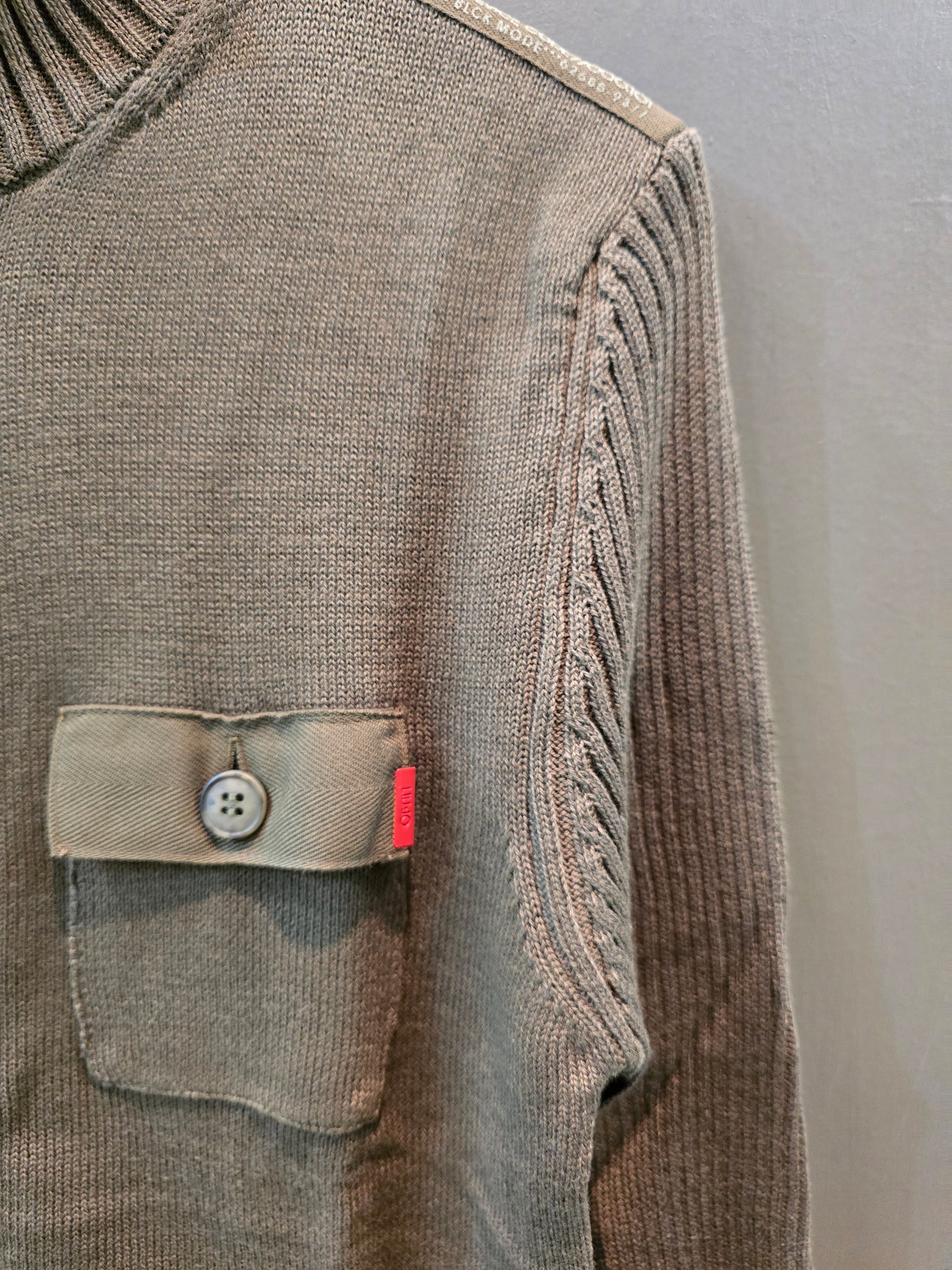 Cardigan Aperto Zip Tasche Davanti Grigio Marrone Beige