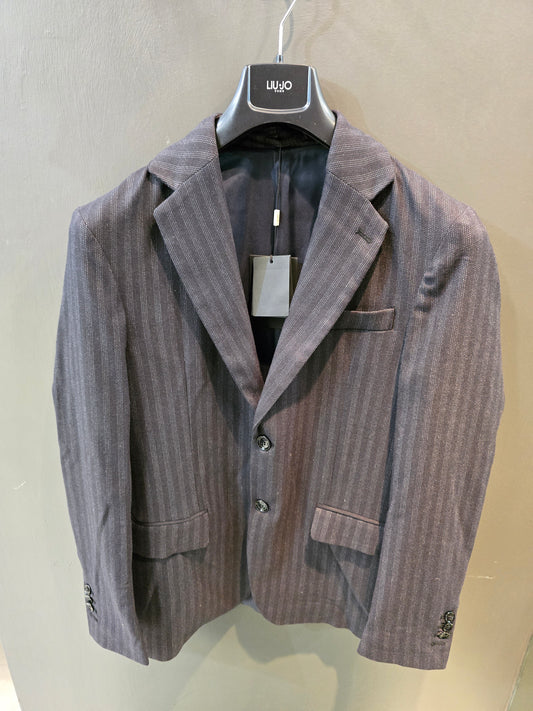 Giacca Gessata Blu Scuro Completabile Pantalone Taglia 44