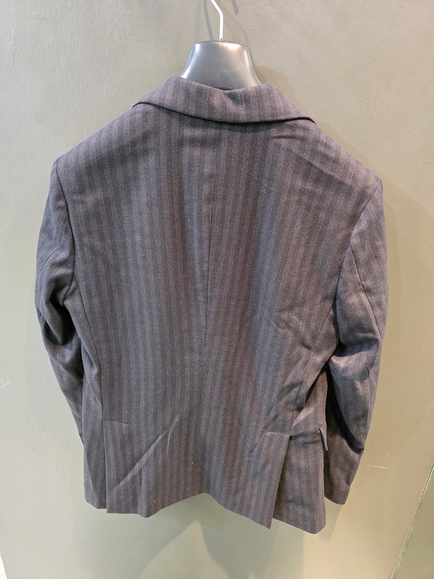 Giacca Gessata Blu Scuro Completabile Pantalone Taglia 44