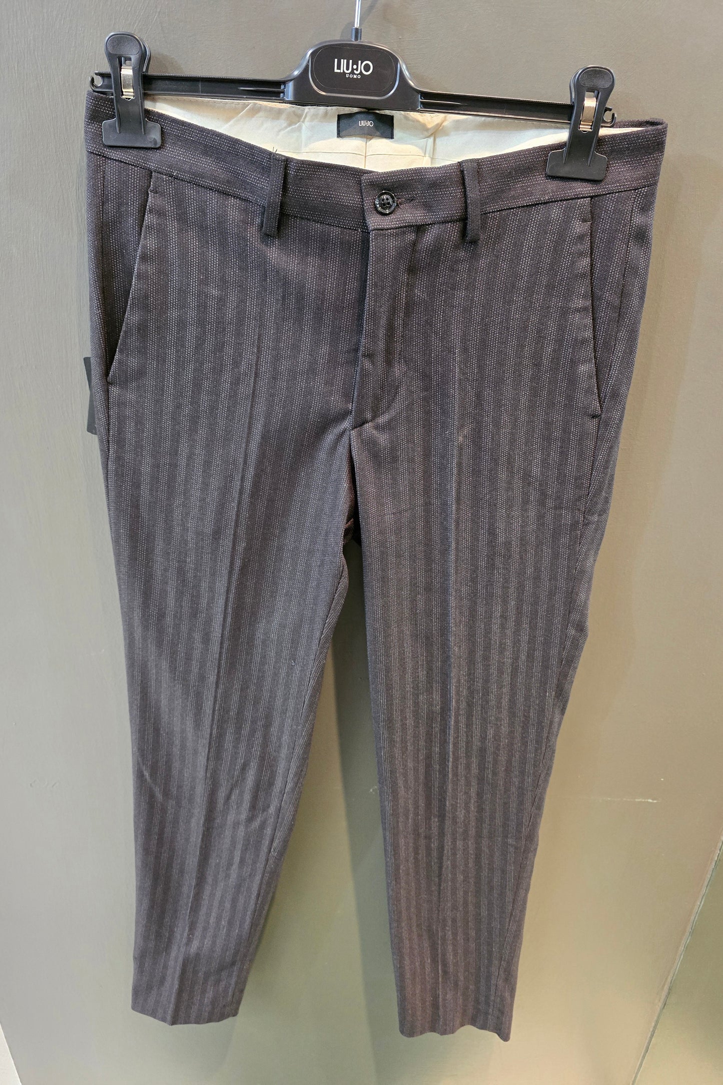 Giacca Gessata Blu Scuro Completabile Pantalone Taglia 44