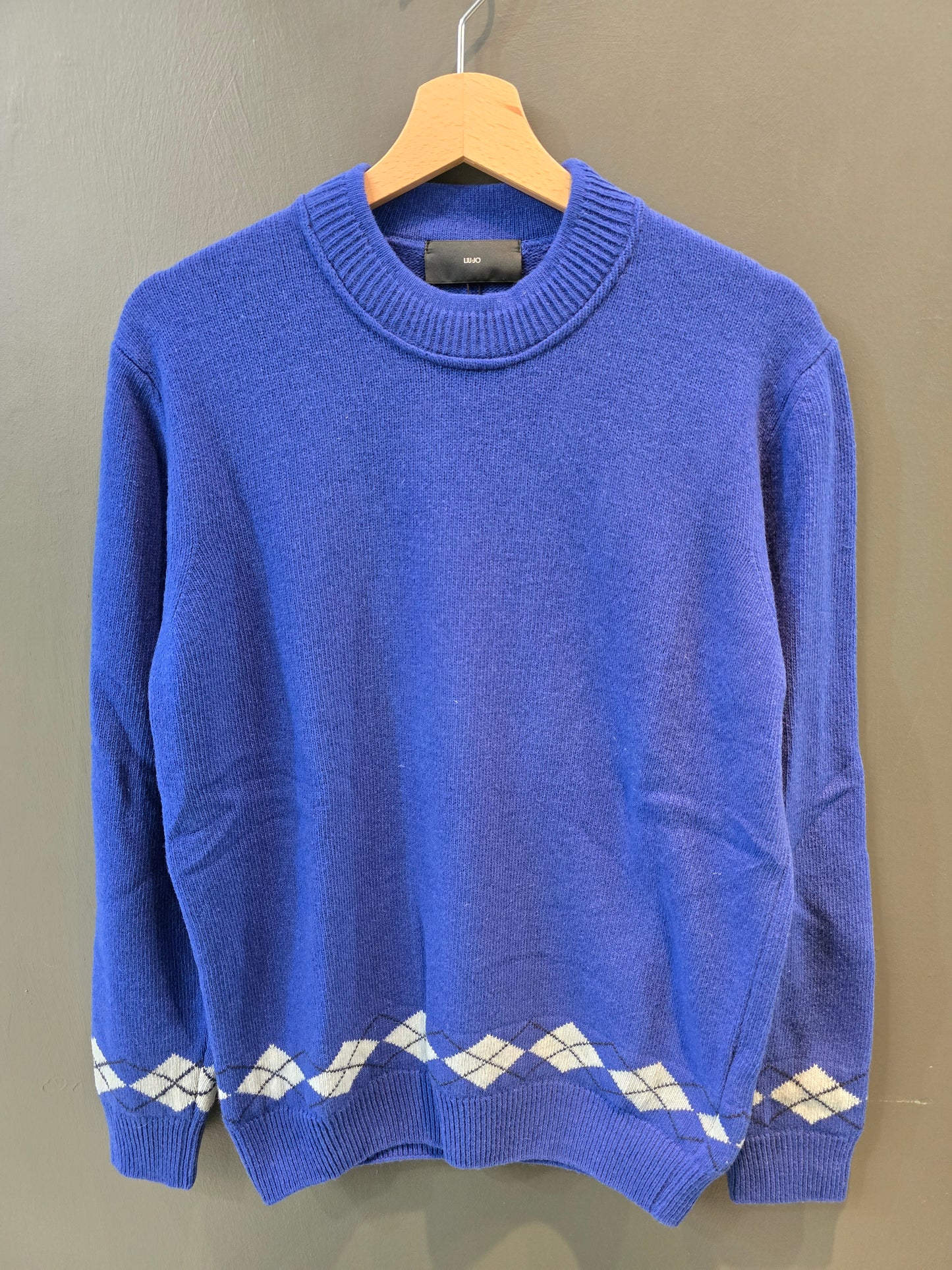 Maglia Paricollo Rifiniture Rombi Polsi Orlo Royal Blu