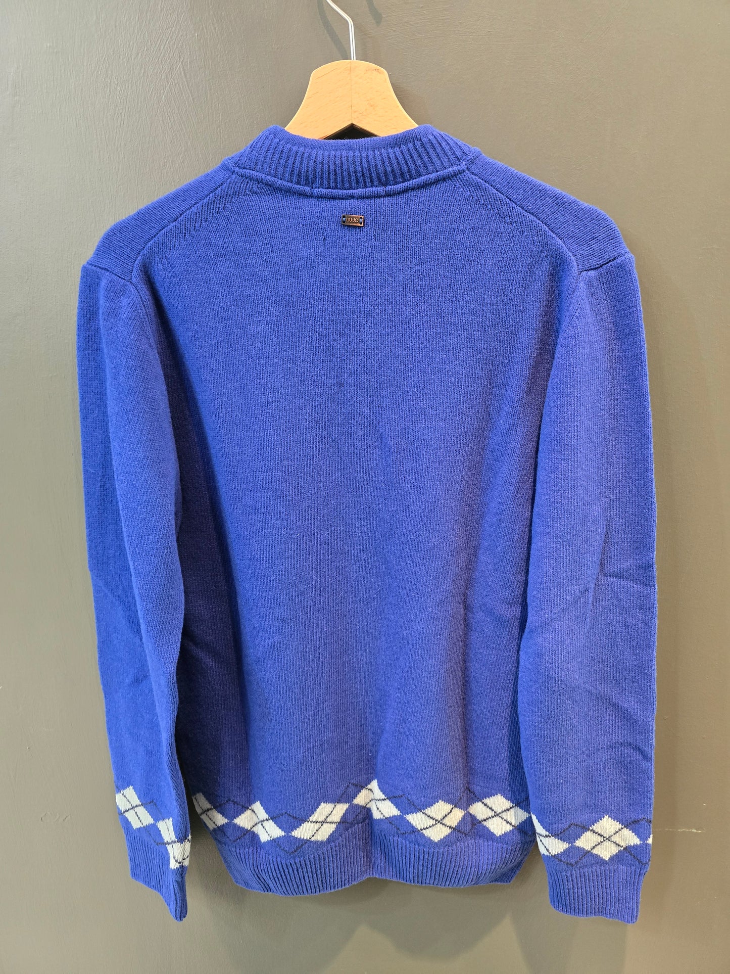 Maglia Paricollo Rifiniture Rombi Polsi Orlo Royal Blu