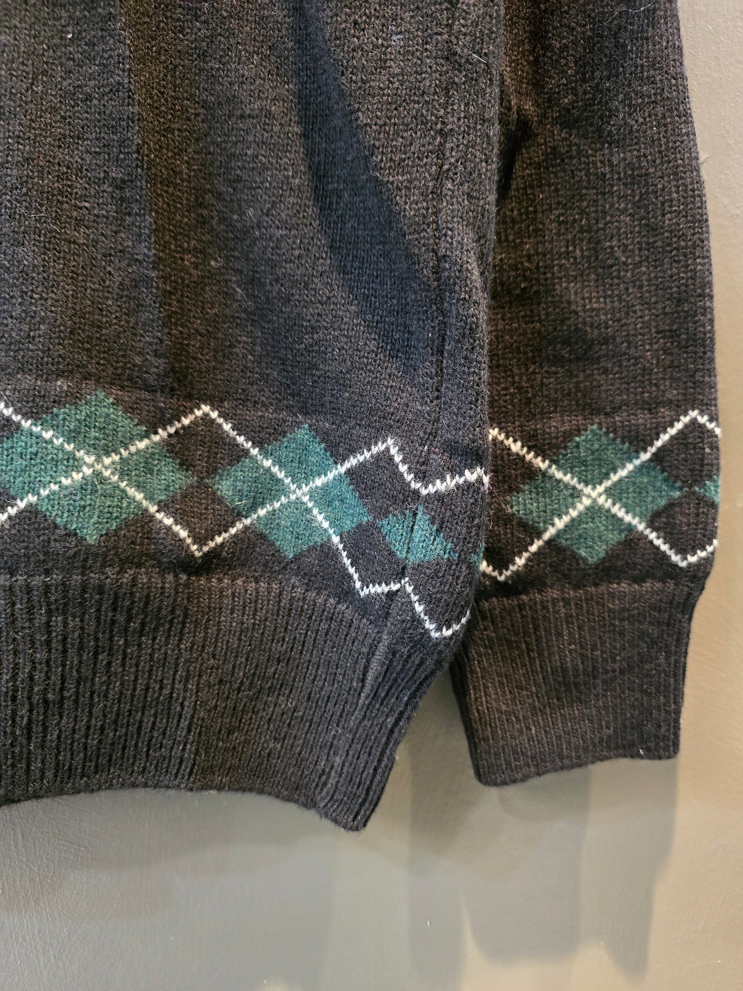 Maglia Paricollo Rifiniture Rombi Polsi Orlo Nero Grigio