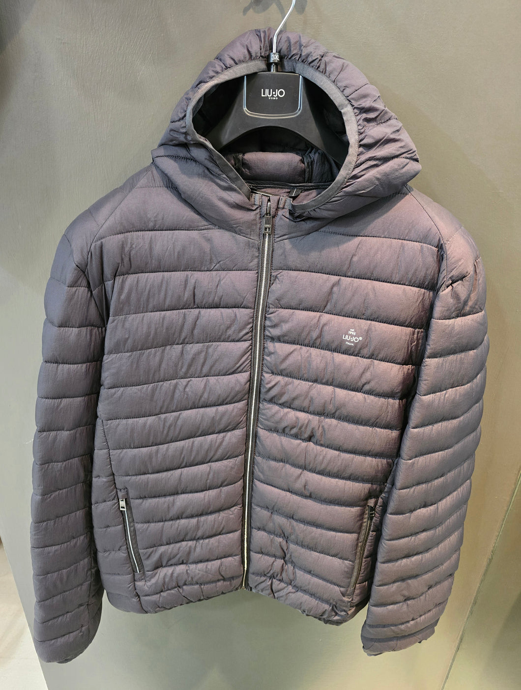 Piumino Imbottitura Ecologica Cappuccio Grigio XXXL