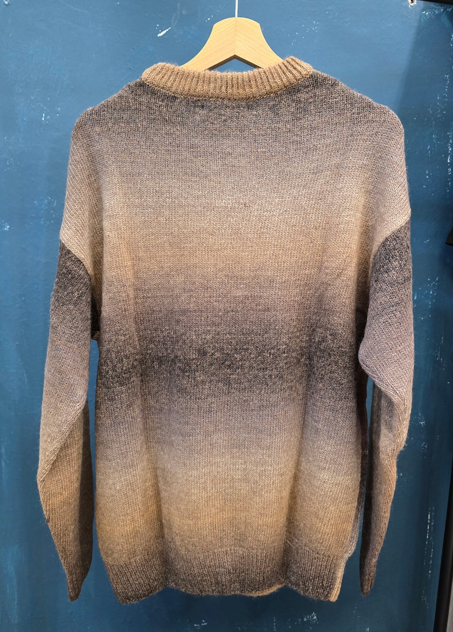 Maglia Misto Lana Paricollo Effetto Sfumato Marrone