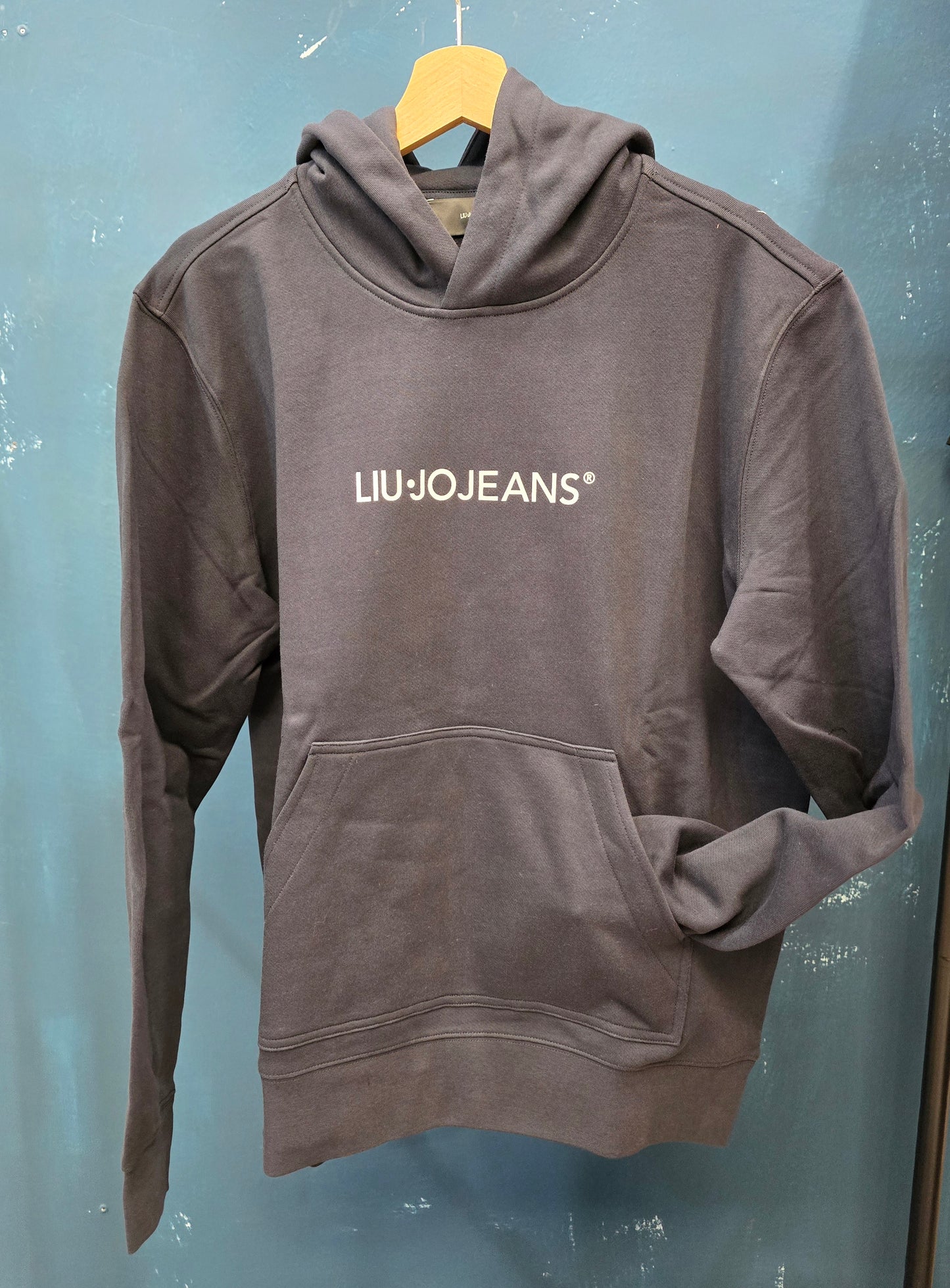 Felpa Cotone Garzato Cappuccio Tascone Logata Nero