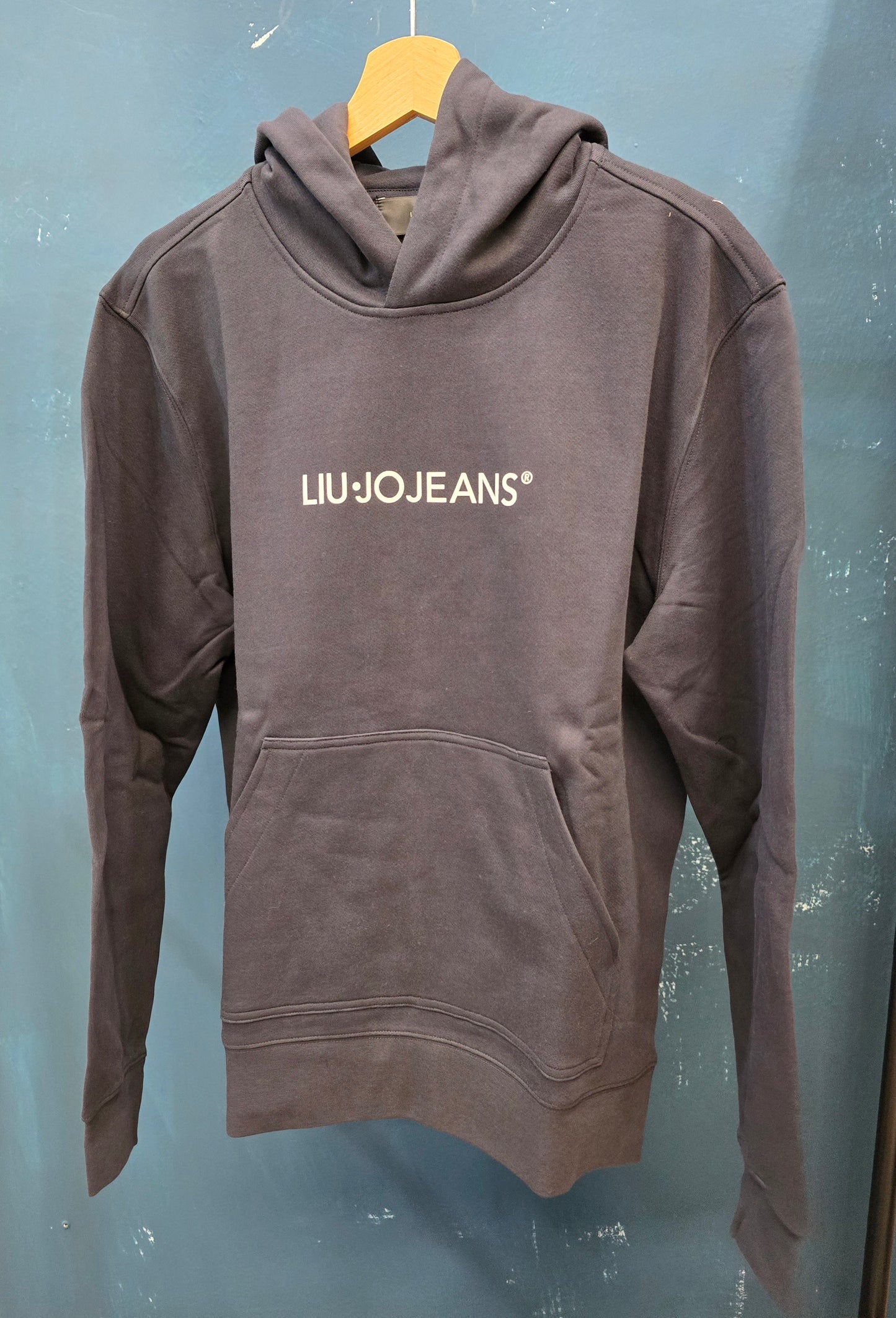 Felpa Cotone Garzato Cappuccio Tascone Logata Nero