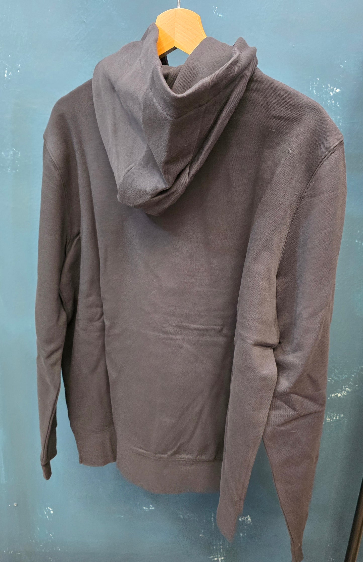 Felpa Cotone Garzato Cappuccio Tascone Logata Nero