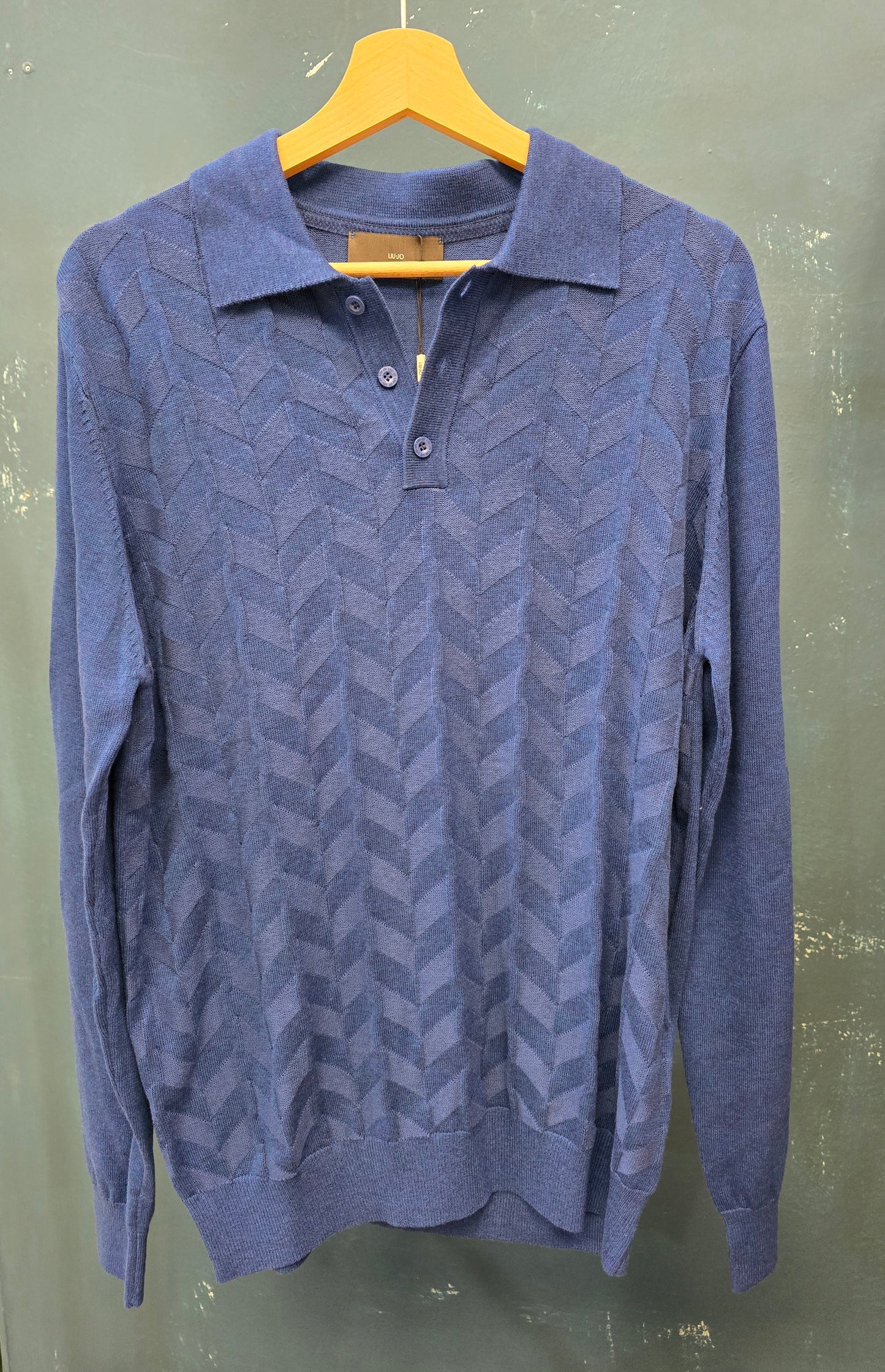 Polo Maglia Operata Carta Zucchero Blu