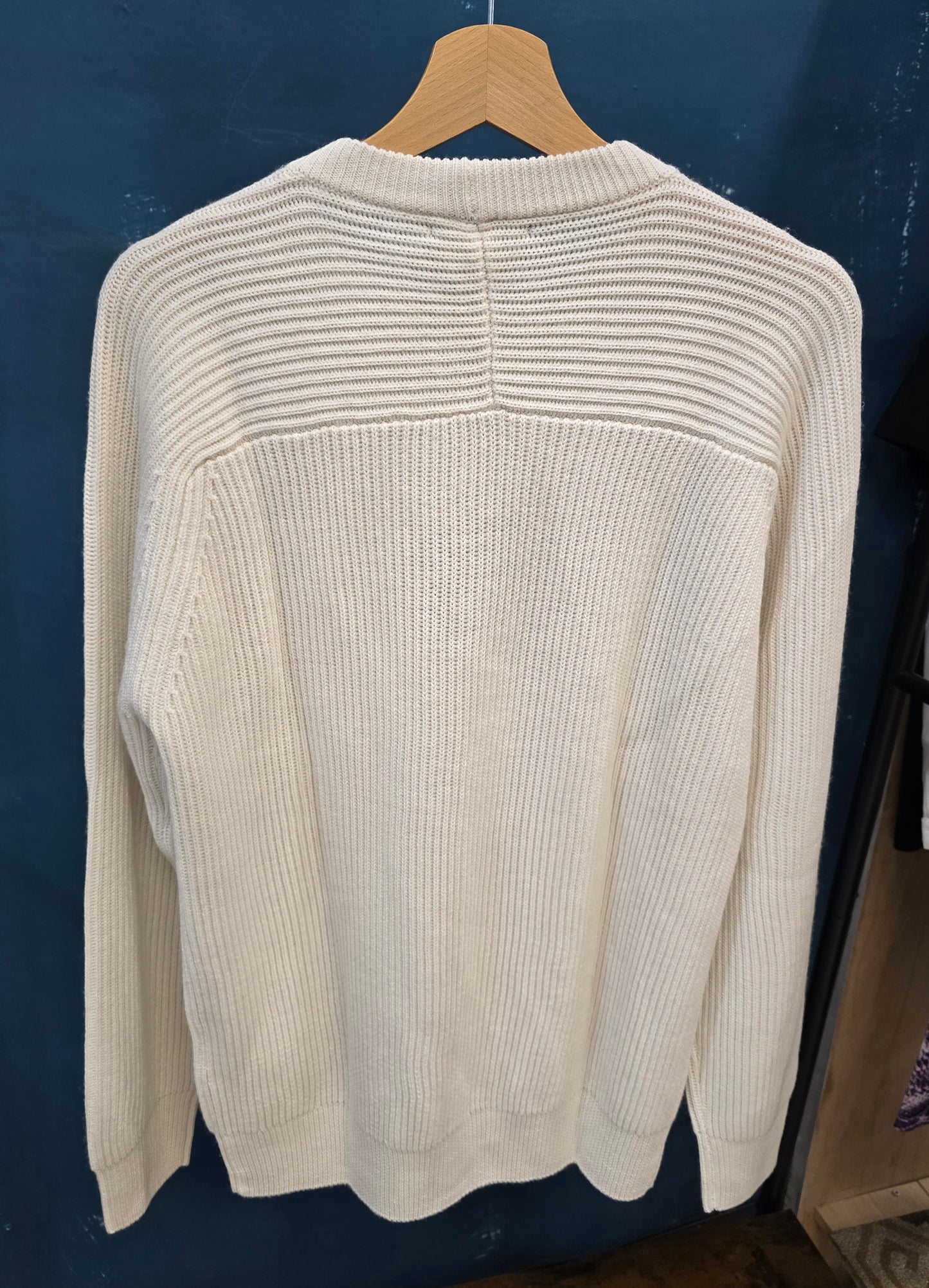 Maglia Paricollo Coste Bianco Lana Poliestere