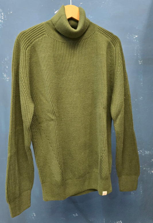 Maglia Coste Dolcevita Verde Militare Taglia XL