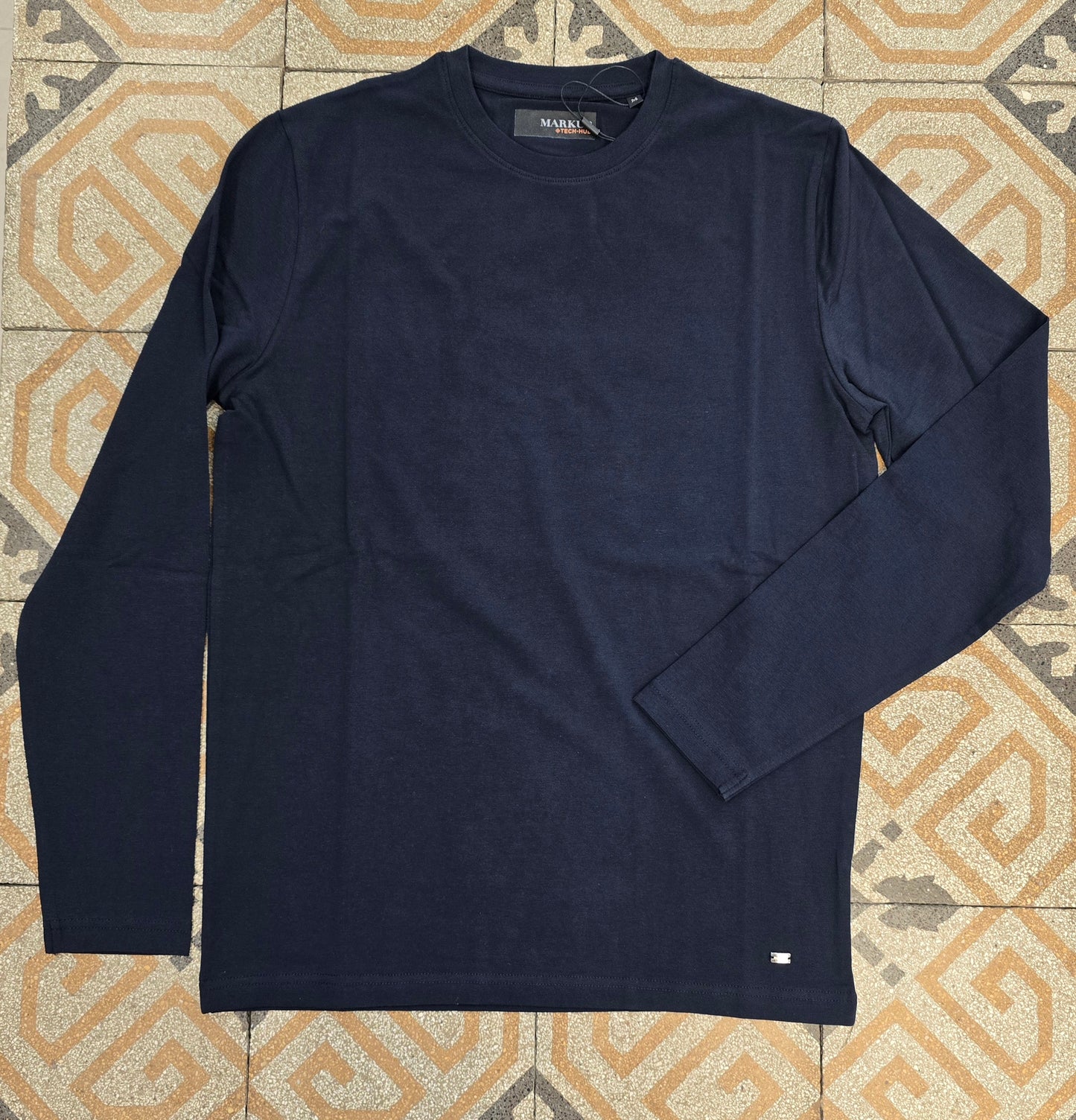 T-Shirt Paricollo Cotone Jersey Stretch Manica Lunga