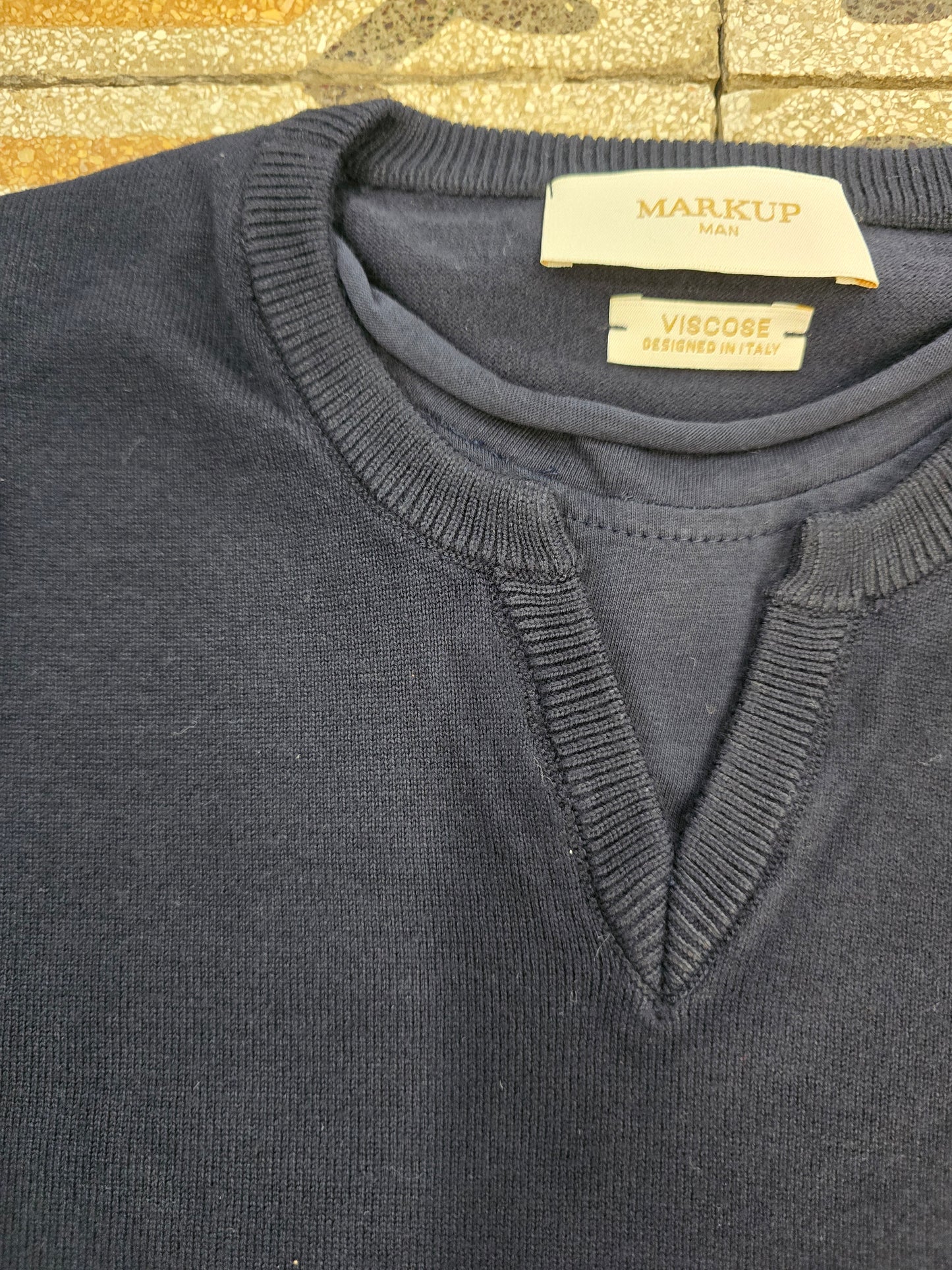 Maglia Viscosa Serafino Senza Bottoni Finta T-Shirt Sotto Tono Tono