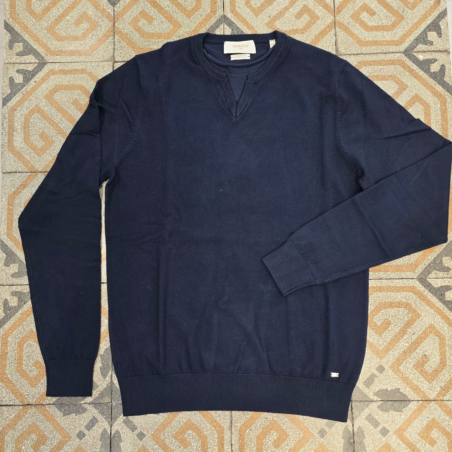 Maglia Viscosa Serafino Senza Bottoni Finta T-Shirt Sotto Tono Tono