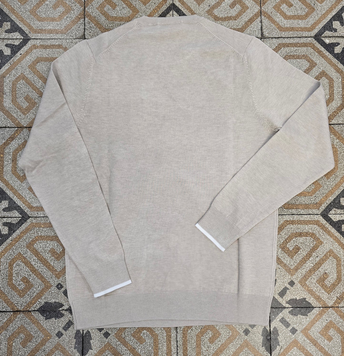 Maglia Paricollo Viscosa Fantasia Rombi Colorati Base Beige