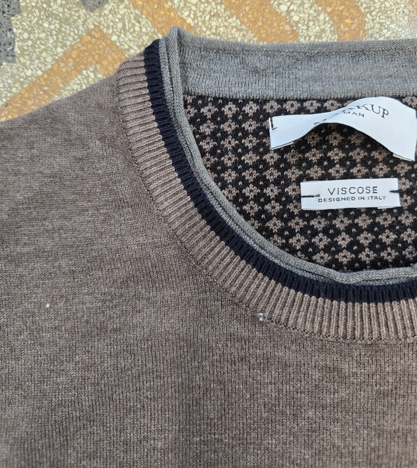 Maglia Paricollo Viscosa Toppe Contrasto Gomito Doppio Colletto