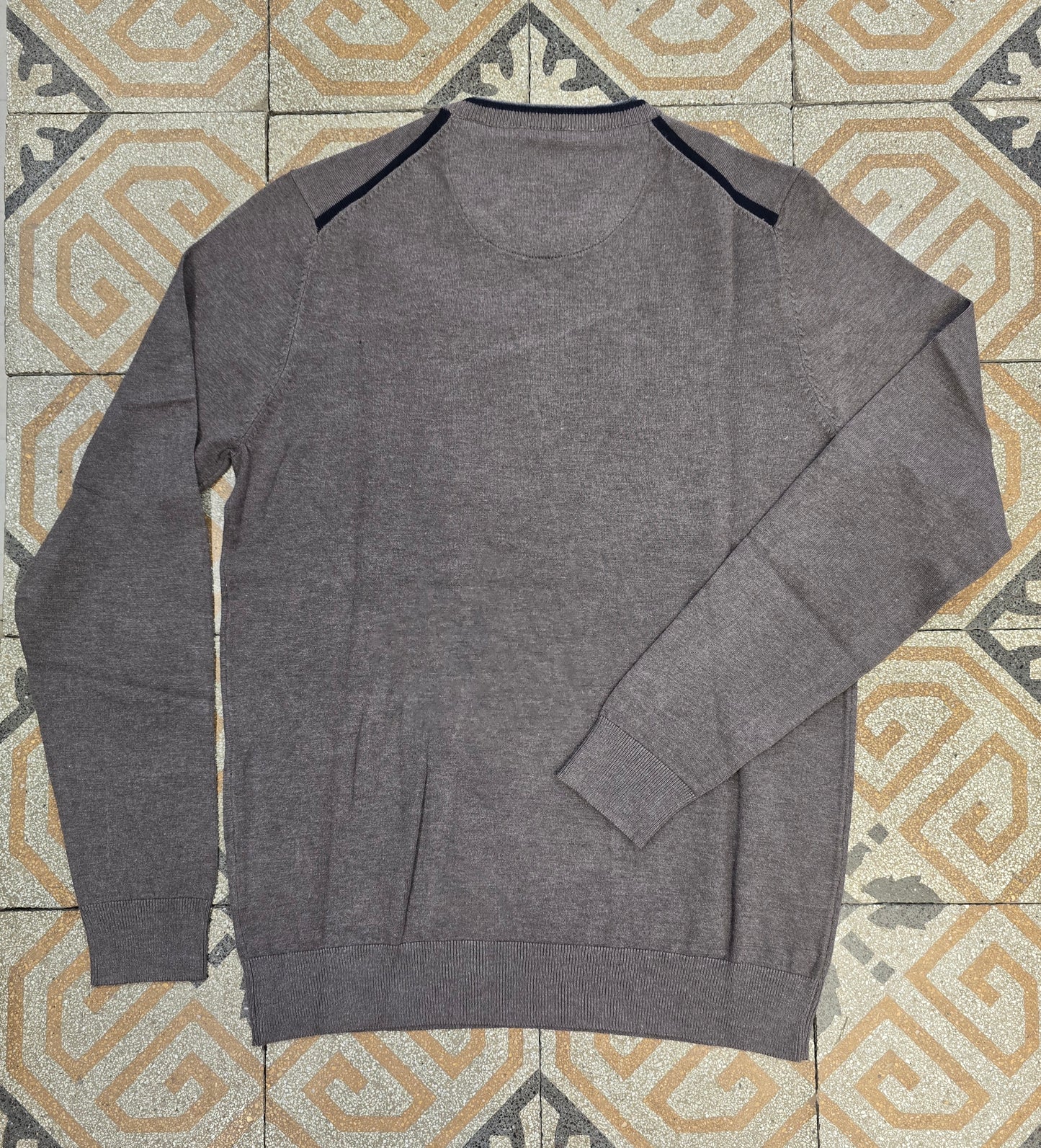 Maglia Paricollo Viscosa Toppe Contrasto Gomito Doppio Colletto