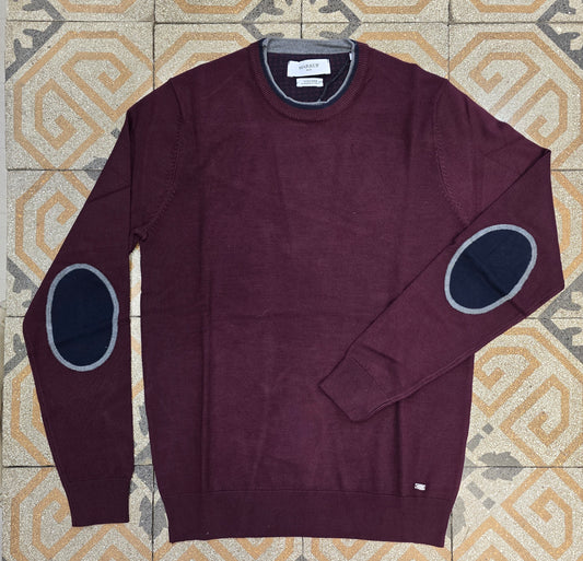 Maglia Paricollo Viscosa Toppe Contrasto Gomito Doppio Colletto