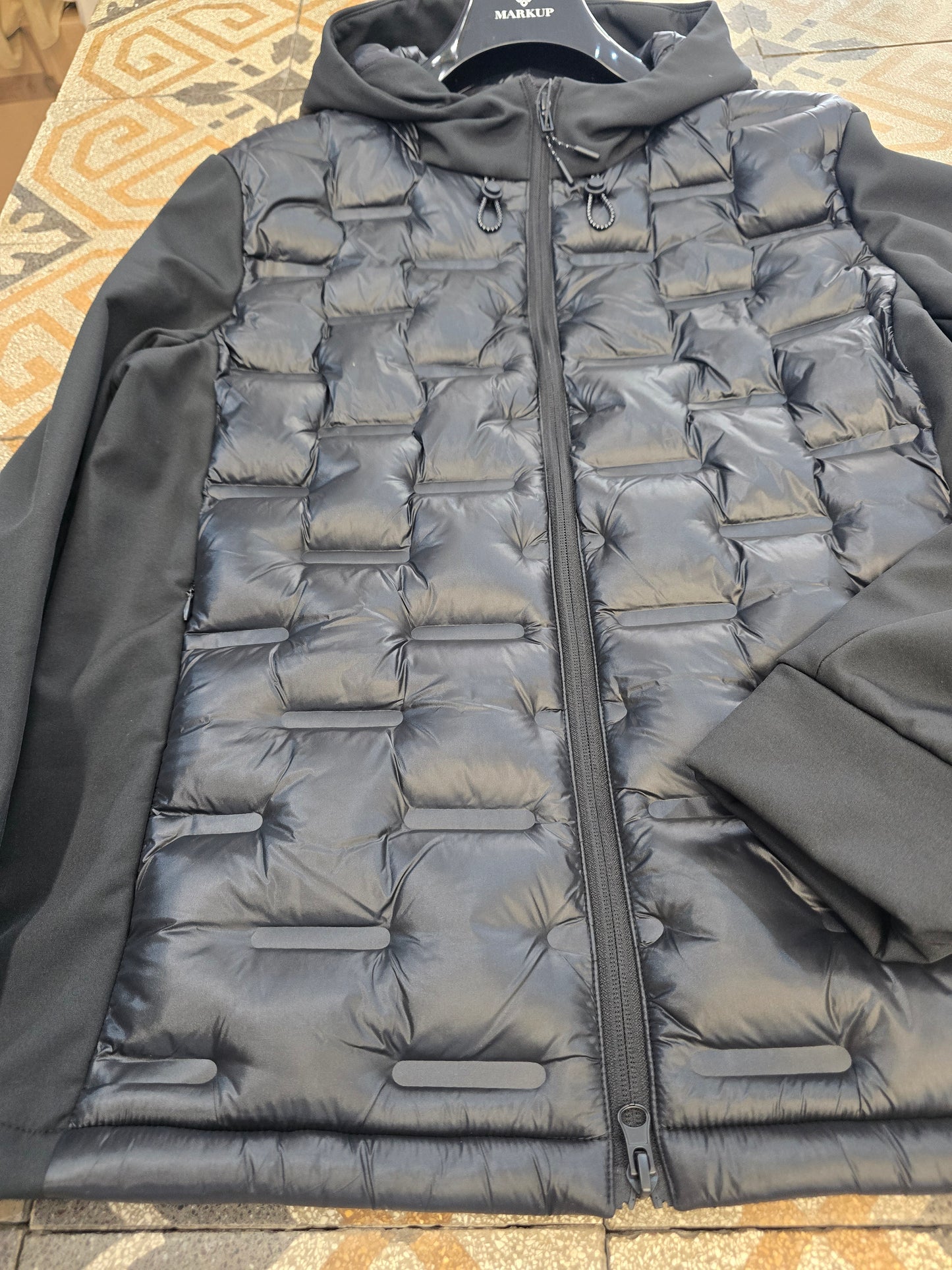 Giubbotto Nylon Neoprene Cerniera Nero