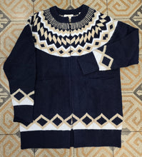 Carica l&#39;immagine nel visualizzatore di Gallery, Cappotto Maglia Cardigan Rombi Lurex Blu
