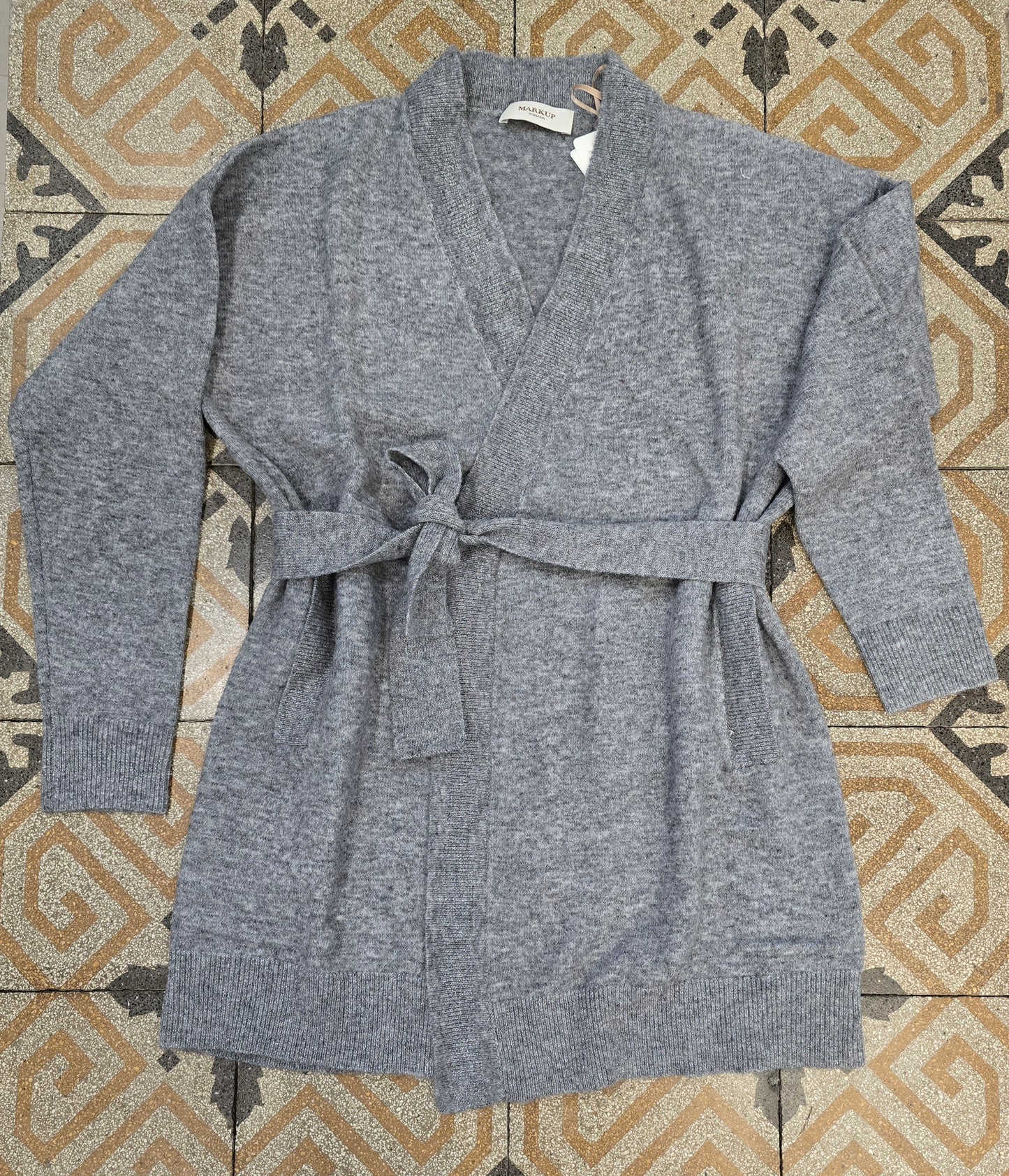 Cardigan Misto Lana Cinturato Bordature Lurex