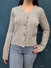 Carica l&#39;immagine nel visualizzatore di Gallery, Cardigan Coste Larghe Abbottonato Scollo V Lurex
