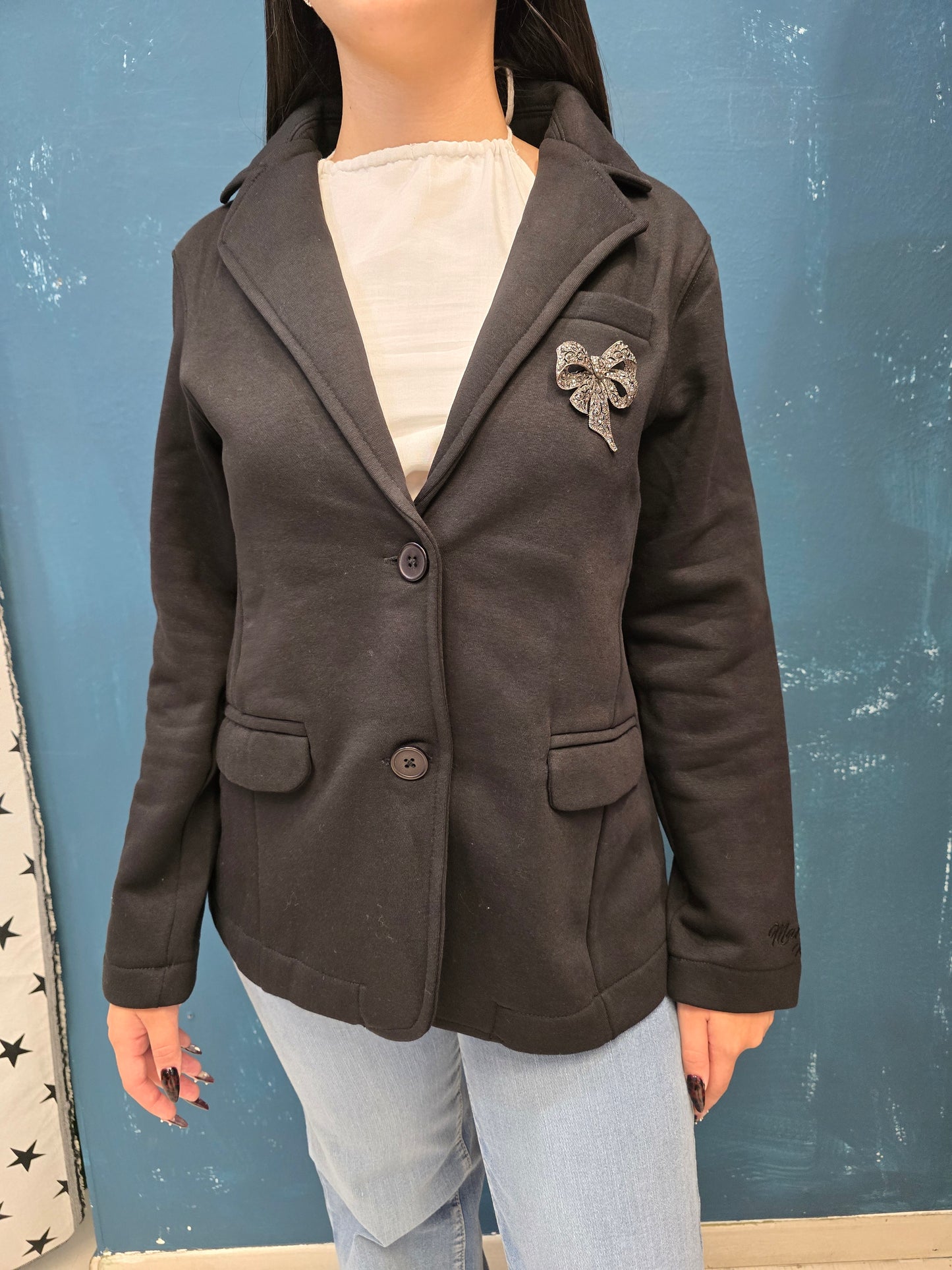 Giacca Felpa Avvitato Spilla Strass
