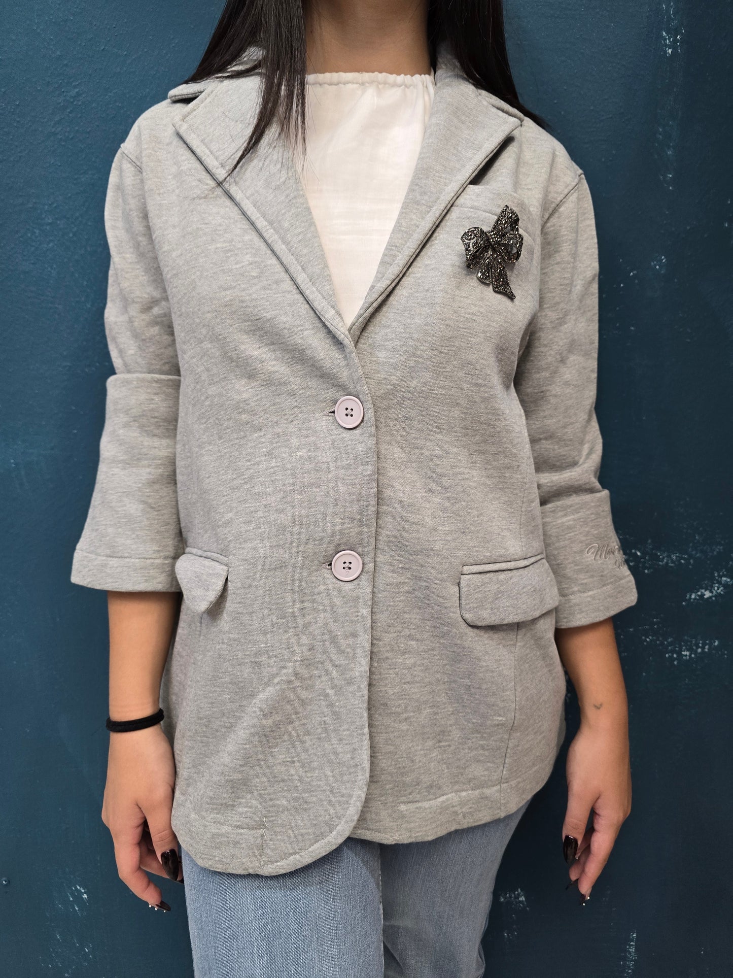 Giacca Felpa Avvitato Spilla Strass