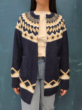 Carica l&#39;immagine nel visualizzatore di Gallery, Cappotto Maglia Cardigan Rombi Lurex Blu
