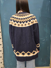 Carica l&#39;immagine nel visualizzatore di Gallery, Cappotto Maglia Cardigan Rombi Lurex Blu
