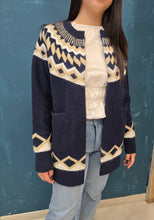 Carica l&#39;immagine nel visualizzatore di Gallery, Cappotto Maglia Cardigan Rombi Lurex Blu
