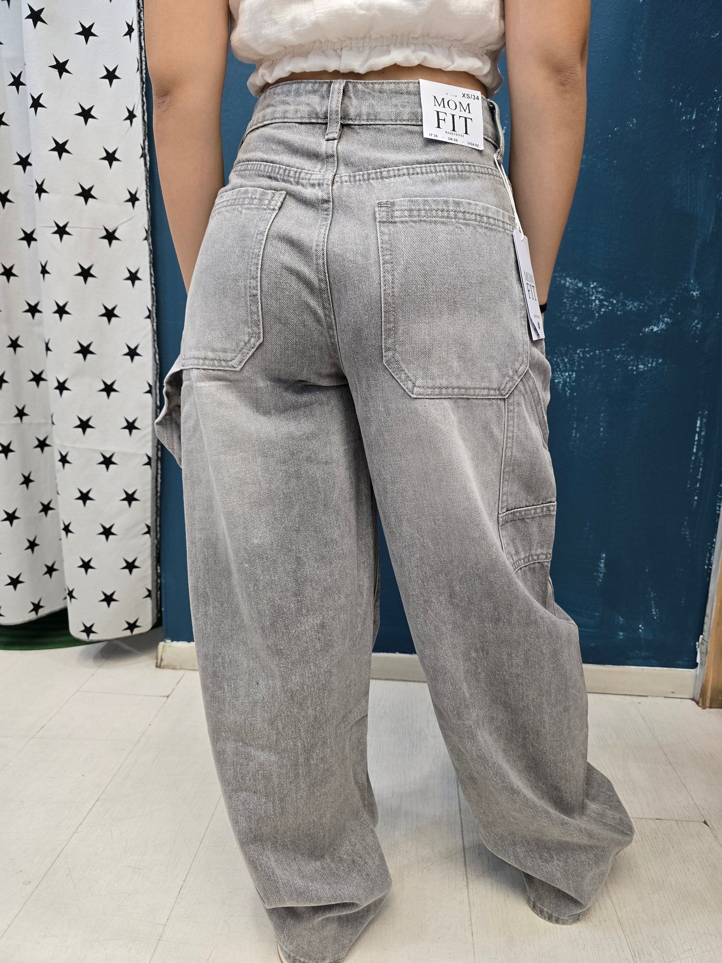 Jeans Tessuto Fermo Mom Fit