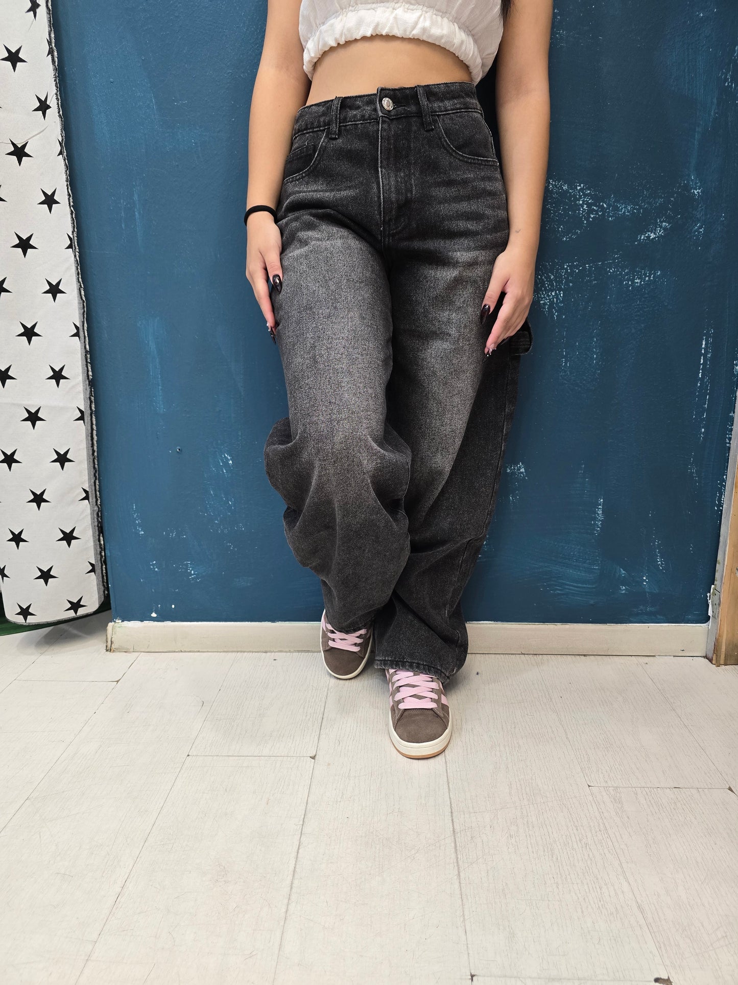 Jeans Tessuto Fermo Mom Fit