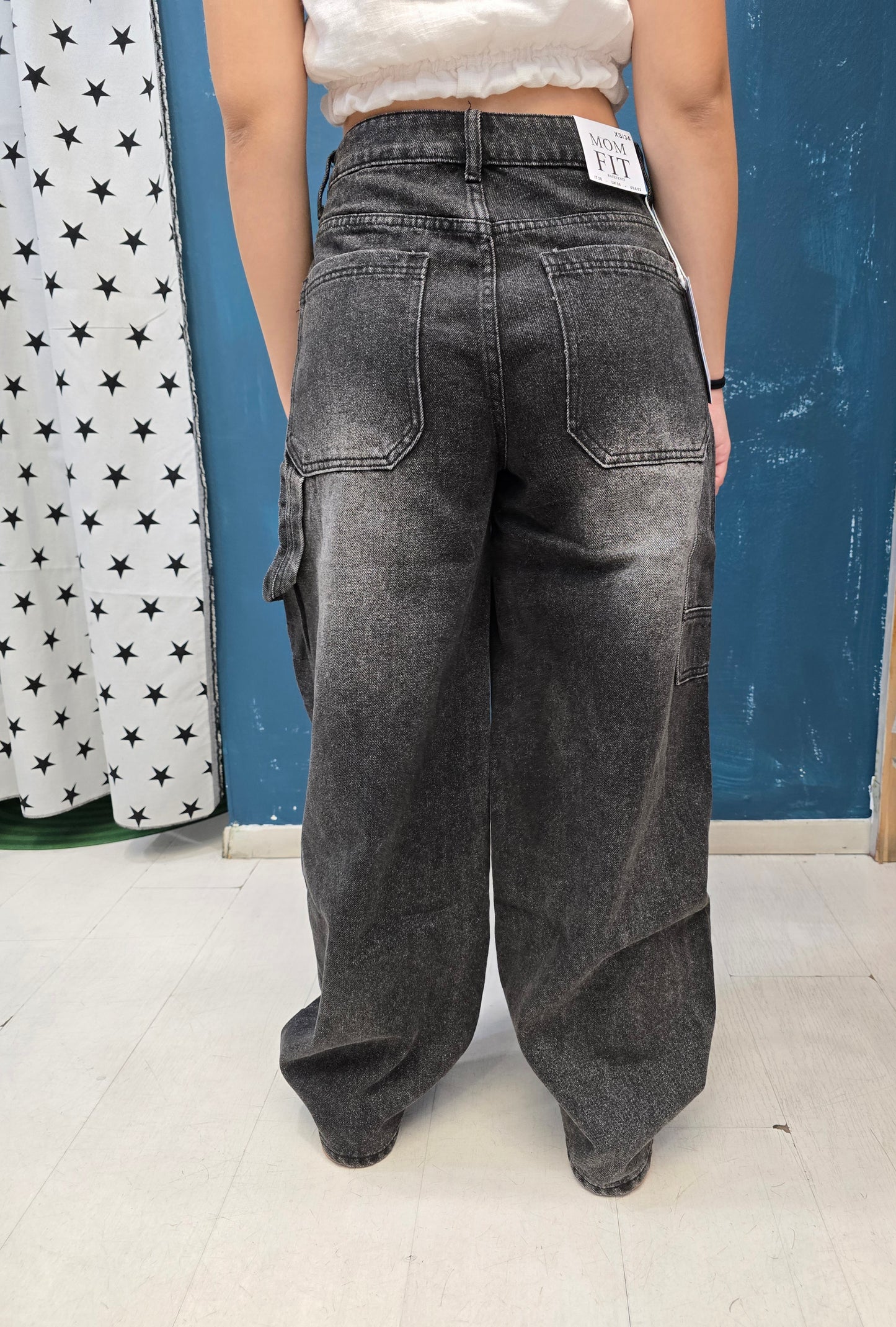 Jeans Tessuto Fermo Mom Fit