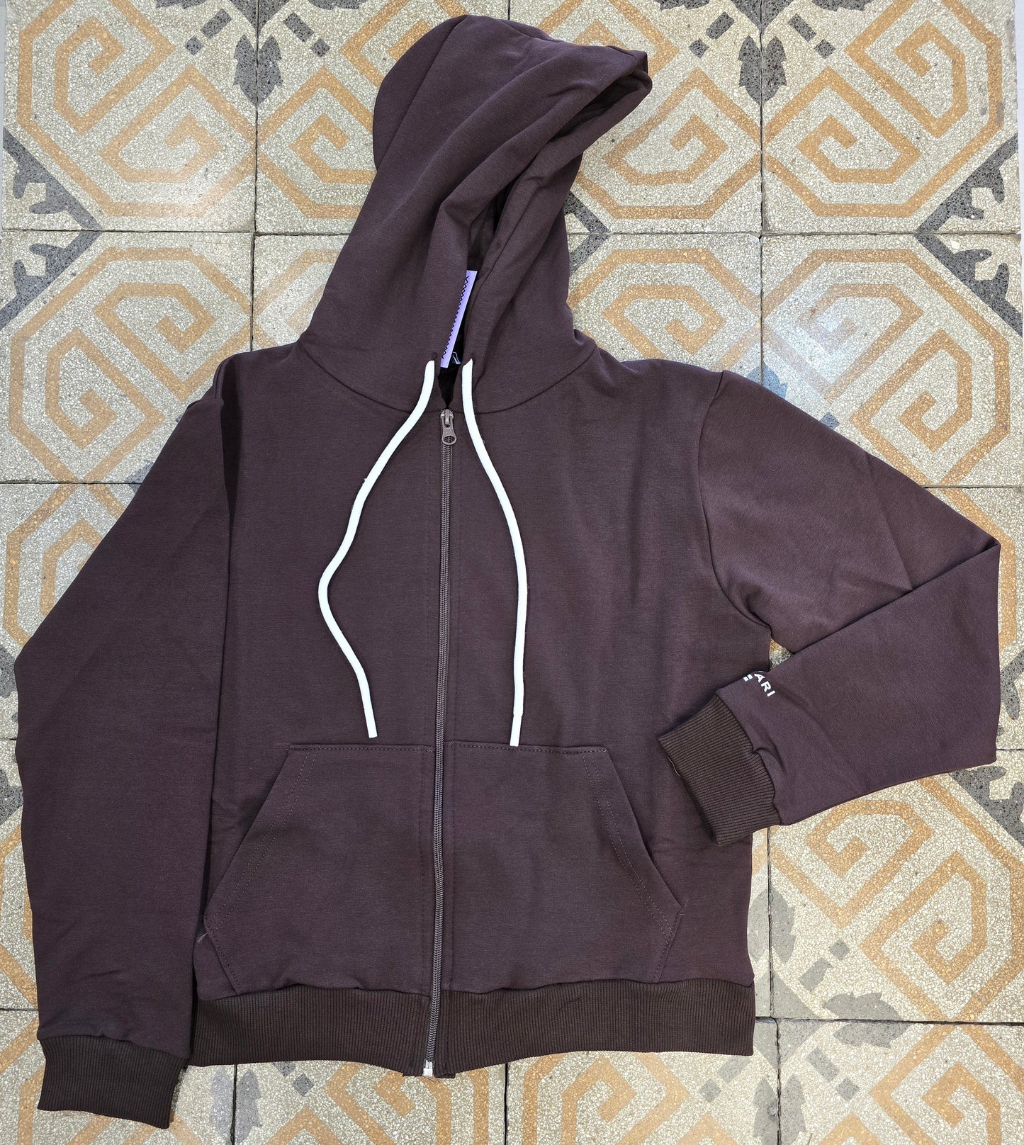 Felpa Cotone Felpato Cappuccio Tascone Zip Donna