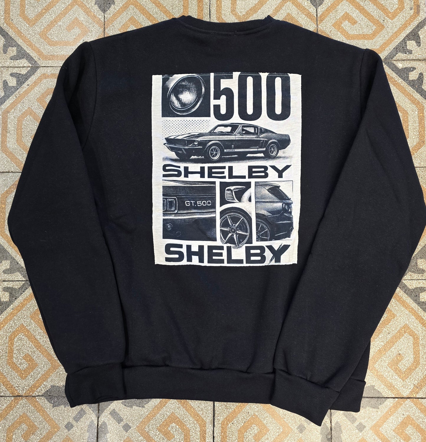 Felpa Cotone Felpato Stampa Dietro Nero