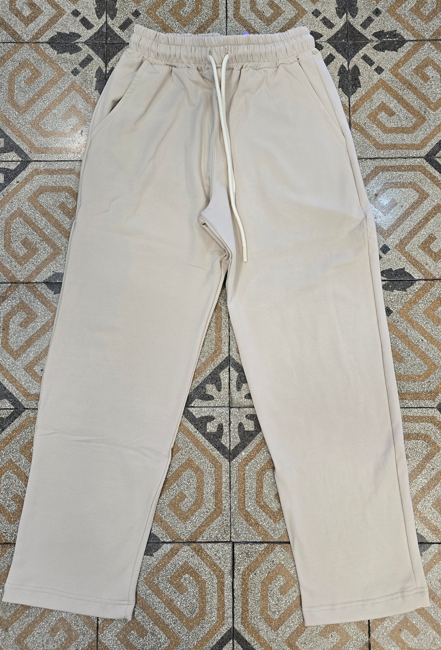 Jogger Cotone Felpato Dritto Senza Polsino Donna