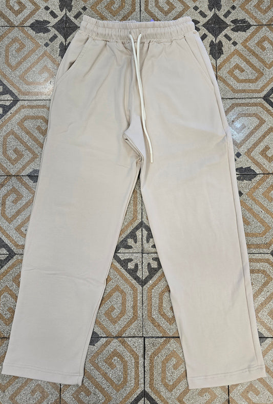 Jogger Cotone Felpato Dritto Senza Polsino Donna