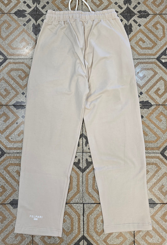 Jogger Cotone Felpato Dritto Senza Polsino Donna