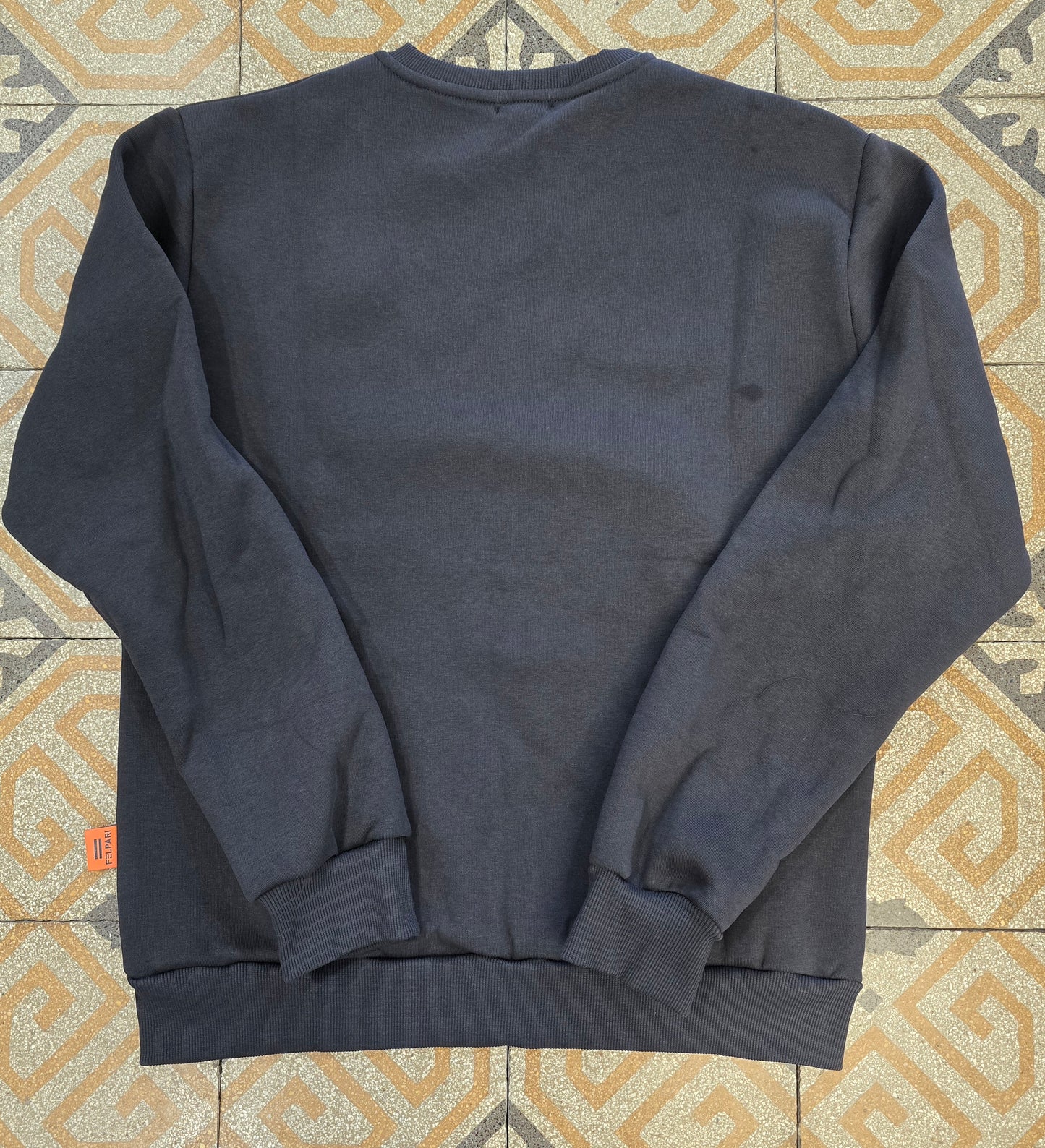 Felpa Cotone Felpato Disegno Nero Antracite Uomo