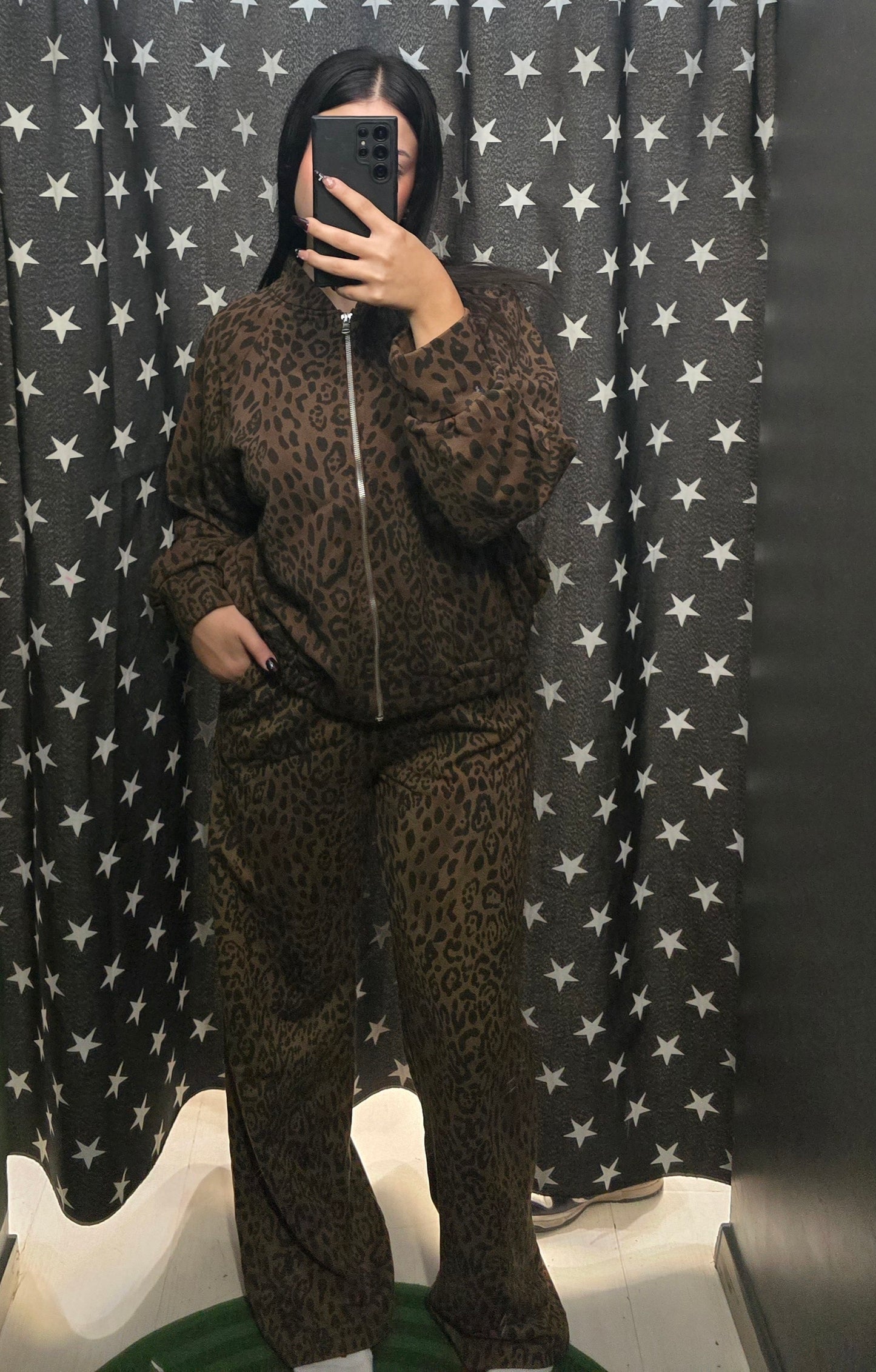 Bomber Felpa Felpata Cotone Stampa Animalier Taglia Unica