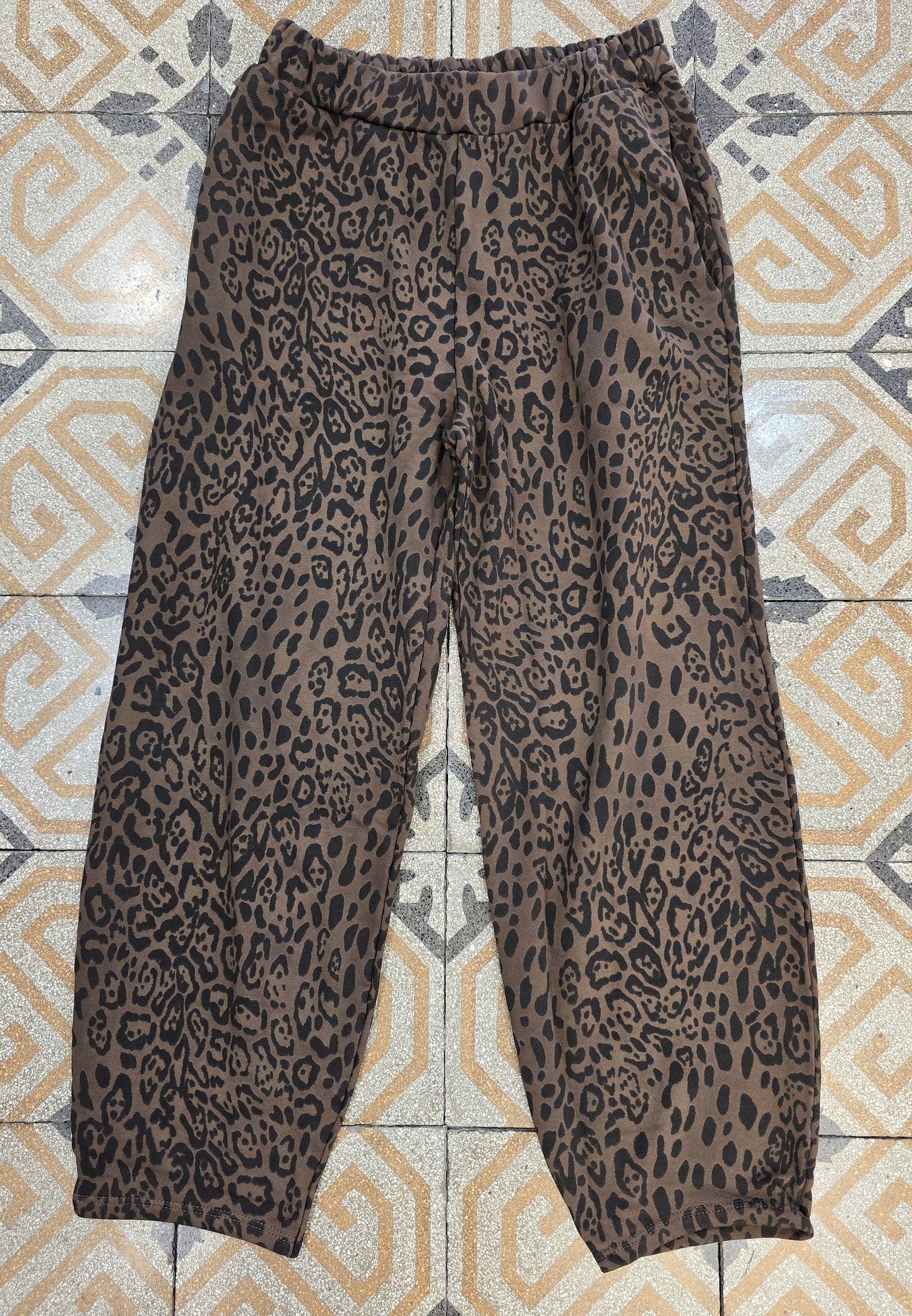 Pantalone Felpa Cotone Felpato Ovetto Elastico Vita