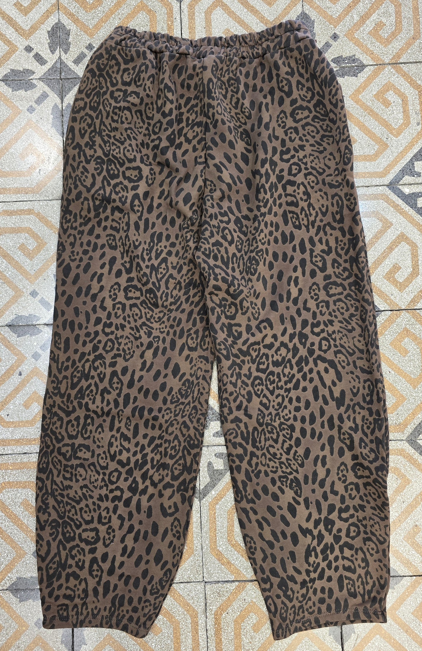 Pantalone Felpa Cotone Felpato Ovetto Elastico Vita